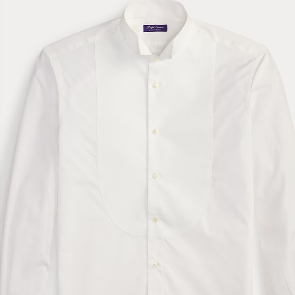 ⭐🎩Polo by Ralph Lauren White Formal Wingtip Collar Tuxedo Button Down Shirt - Picture 4 of 6